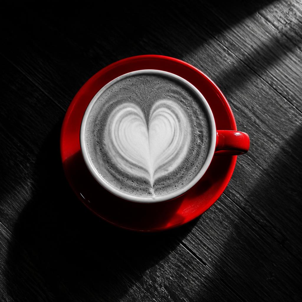Latte in a red cup